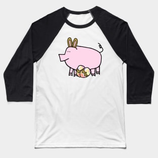 Funny Easter Bunny Ears on Pig Baseball T-Shirt